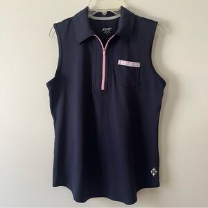 Jofit Sleeveless Golf Polo Short Women's Medium Navy Blue